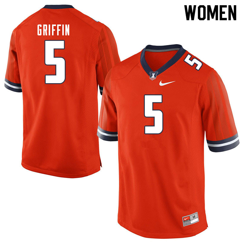 Women #5 Caleb Griffin Illinois Fighting Illini College Football Jerseys Sale-Orange